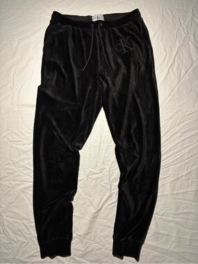VINTAGE Calvin Klein Y2K Velour Jogger Pants Black Sz L